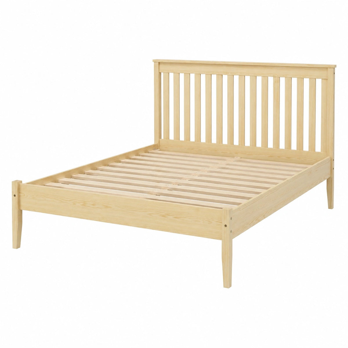 Lit, en bois massif, avec sommier, coloris naturel, pour la chambre