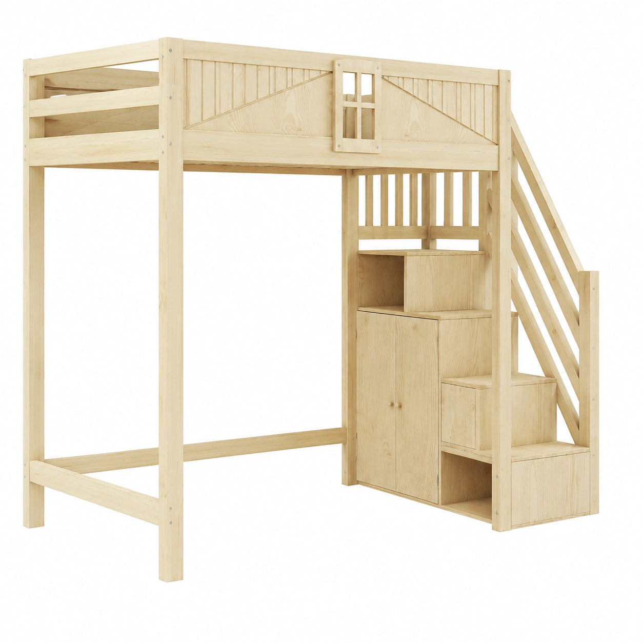 Lit gain de place, avec rangement, en bois massif, 90 x 200 cm, pour la chambre