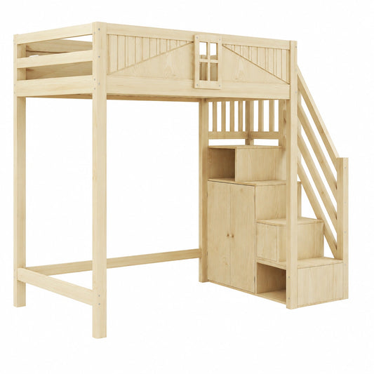Lit gain de place, avec rangement, en bois massif, 90 x 200 cm, pour la chambre